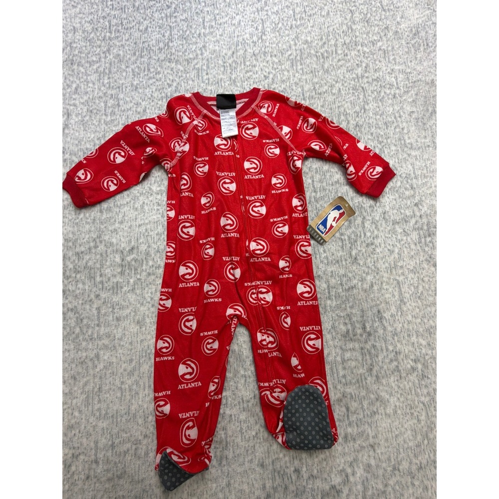 NBA Atlanta Hawks Red Fleece‎ Footed Sleeper Pajamas Infant 18M KNG-2286Y HA